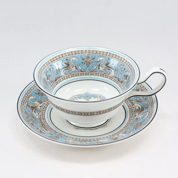 Wedgwood Cup & saucer & plate Florentine turquoise Tableware Porcelain _ - Picture 5 of 7